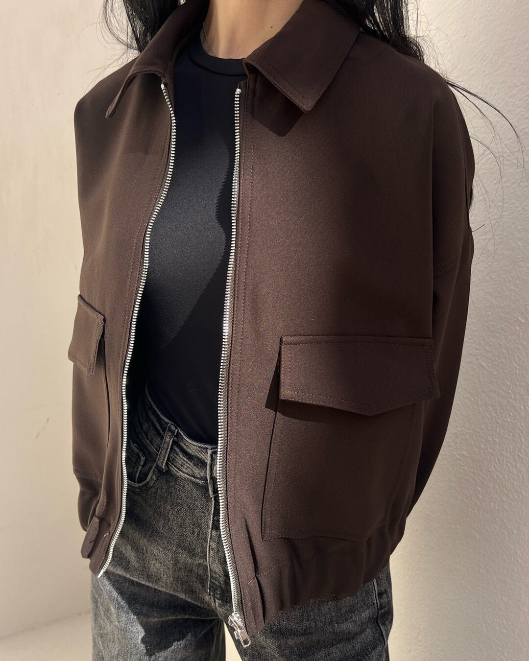 Ginny Flap Pocket Bomber Jacket