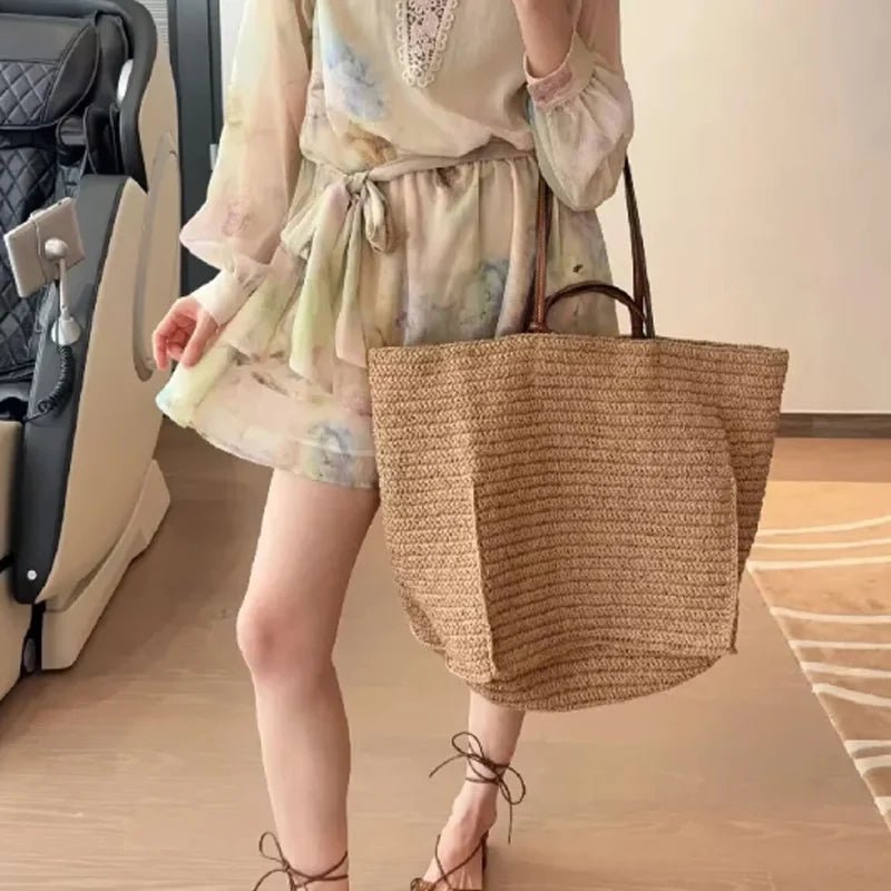 Bianca Handwoven Straw Beach Tote Bag
