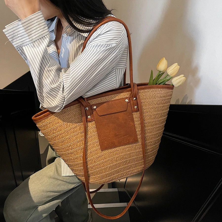 Beatrice Forest Woven Single-Shoulder Tote