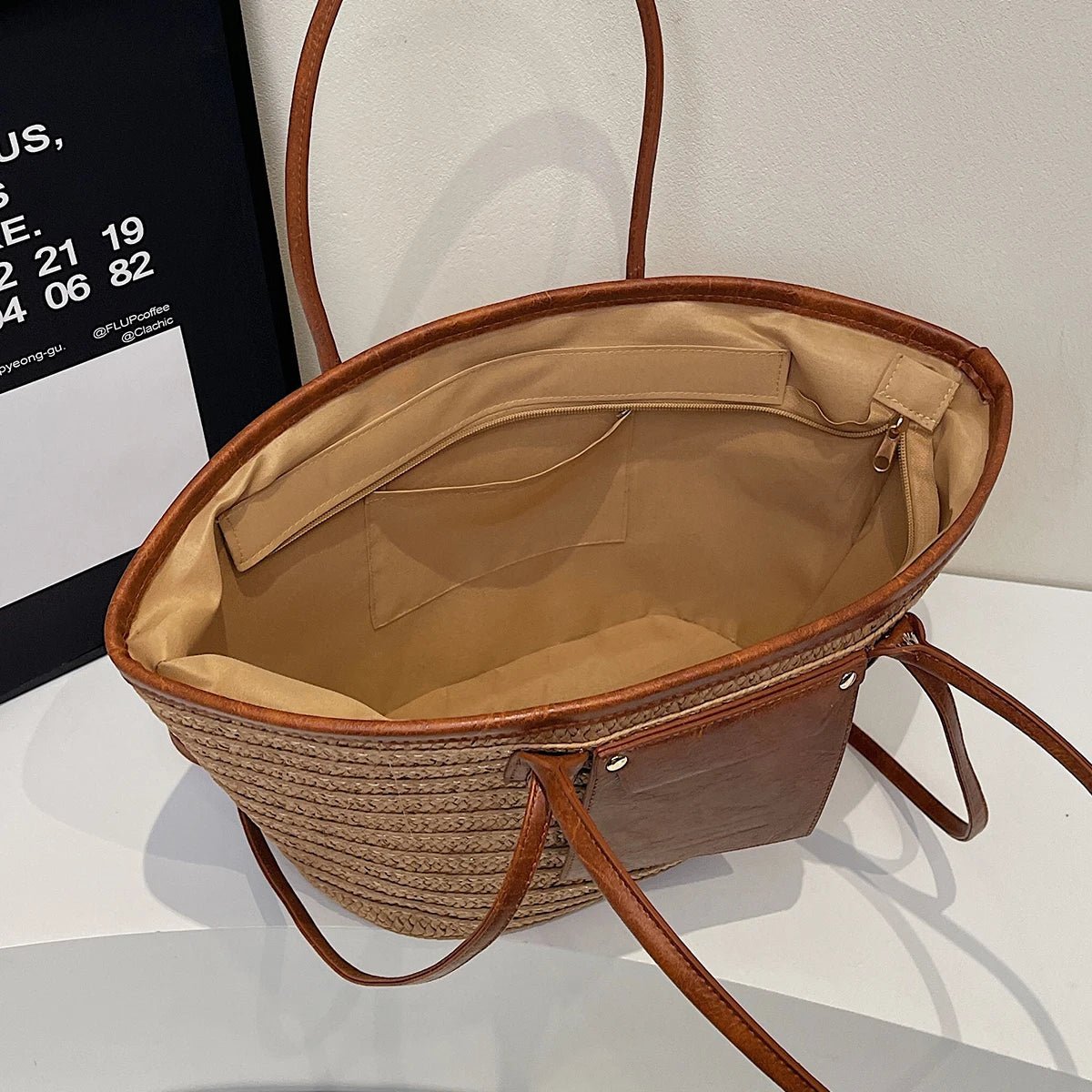 Beatrice Forest Woven Single-Shoulder Tote