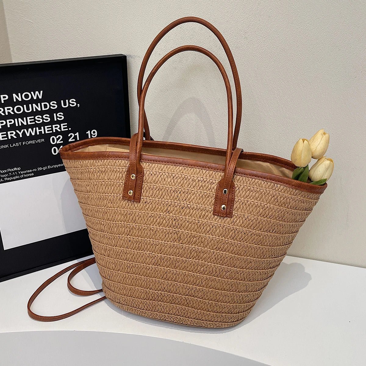 Beatrice Forest Woven Single-Shoulder Tote