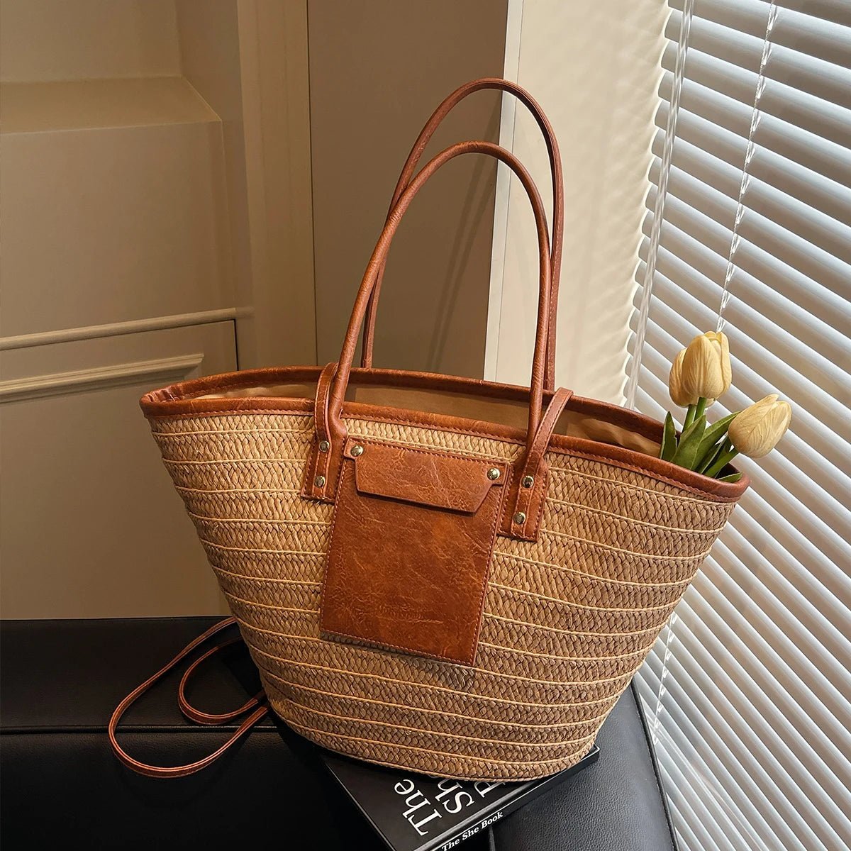 Beatrice Forest Woven Single-Shoulder Tote