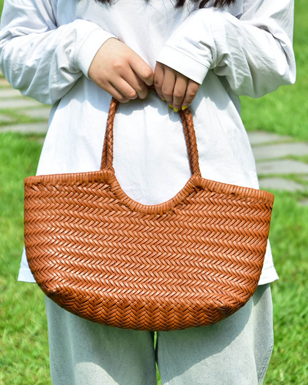 Bianca Handwoven Leather Tote Bag