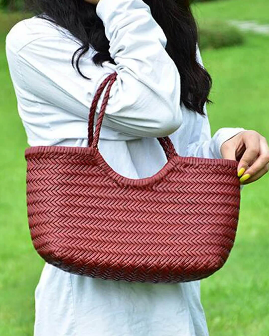Bianca Handwoven Leather Tote Bag