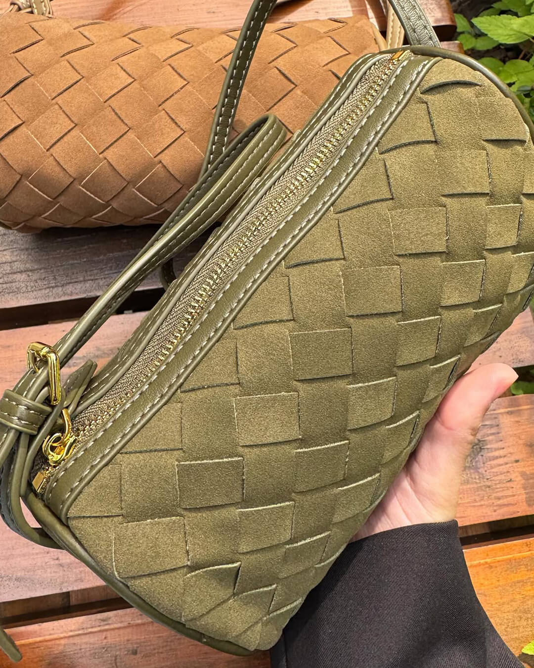 Eva Woven Suede Bag
