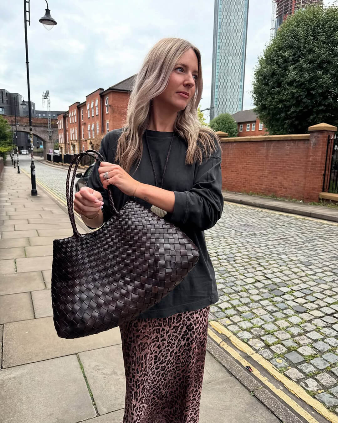 Marissa Vegan Leather Woven Bag Medium