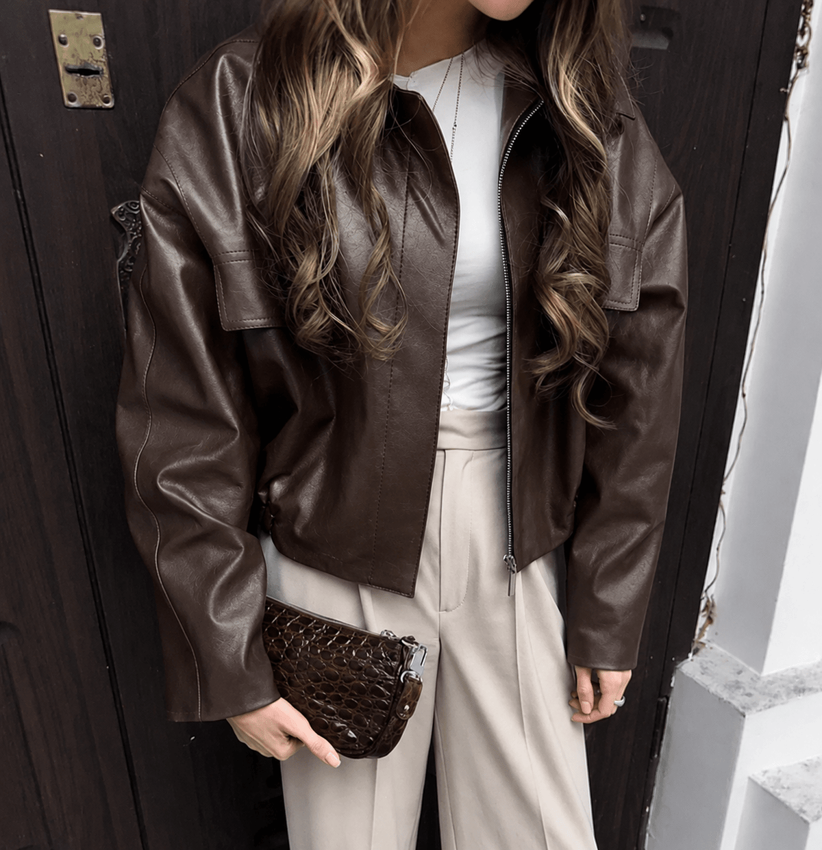 Azara Vintage Faux Leather Jacket
