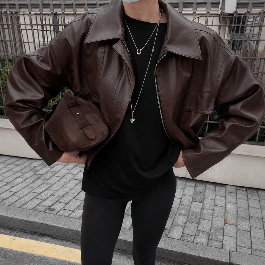 Azara Vintage Faux Leather Jacket