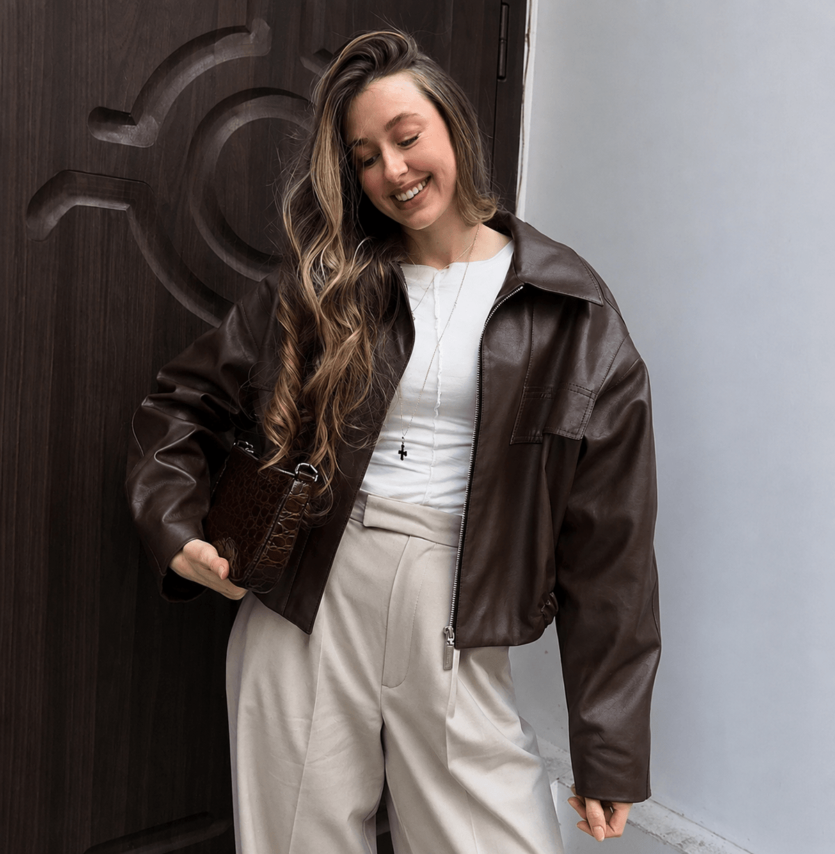 Azara Vintage Faux Leather Jacket