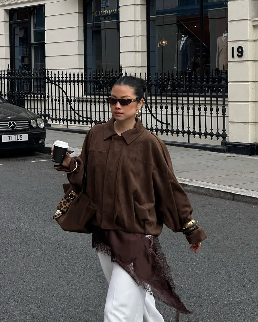 Constance Faux Suede Bomber Jacket