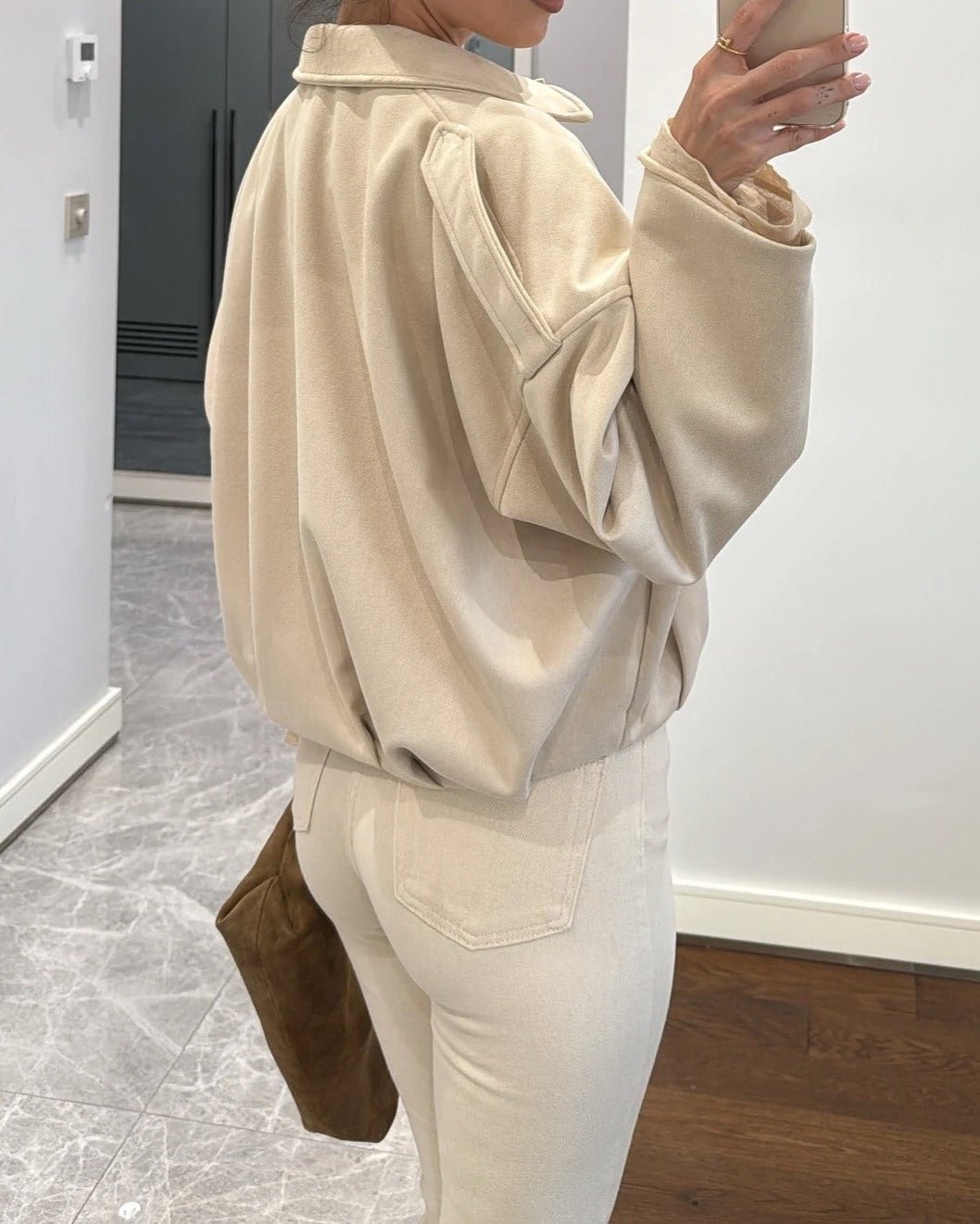 Constance Faux Suede Bomber Jacket