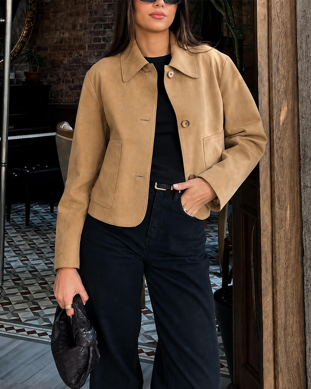 Jane Faux Suede Cropped Jacket