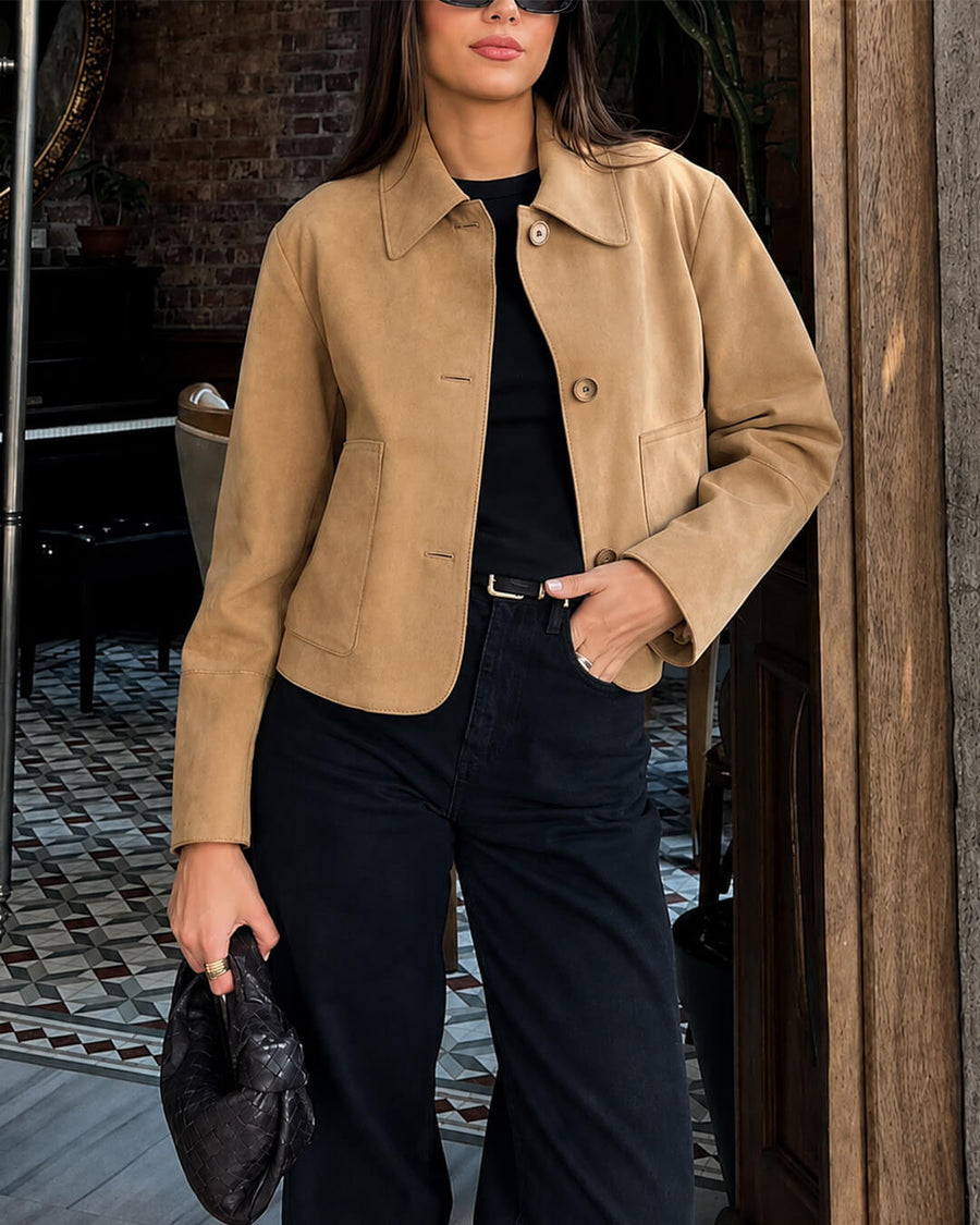 Jane Faux Suede Cropped Jacket