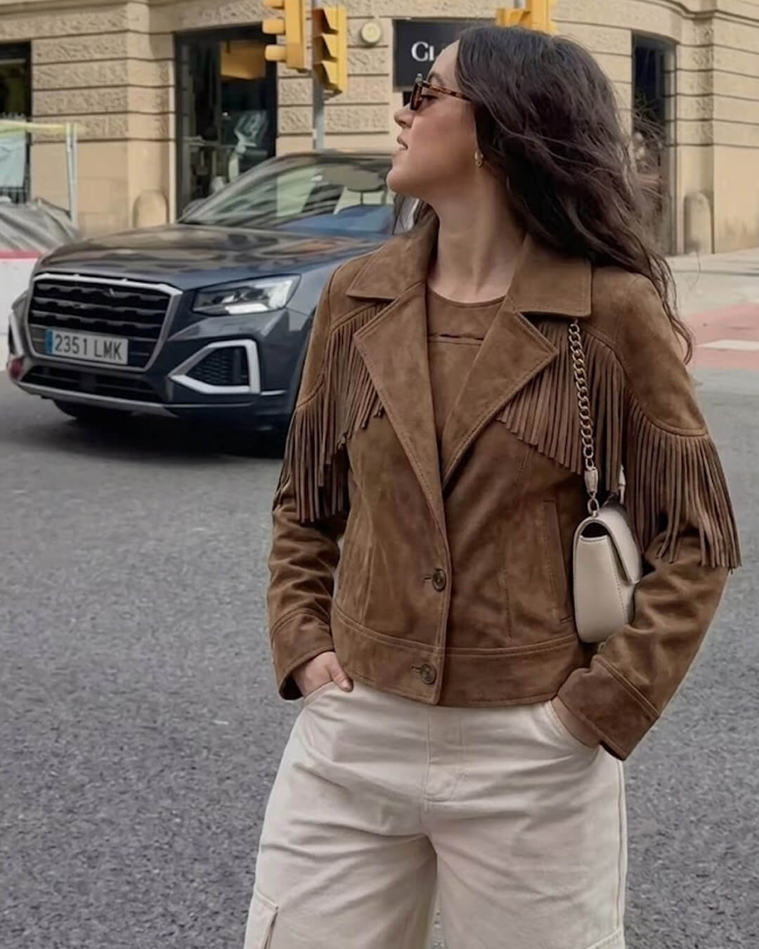 Nicole Faux Suede Fringe Western Jacket