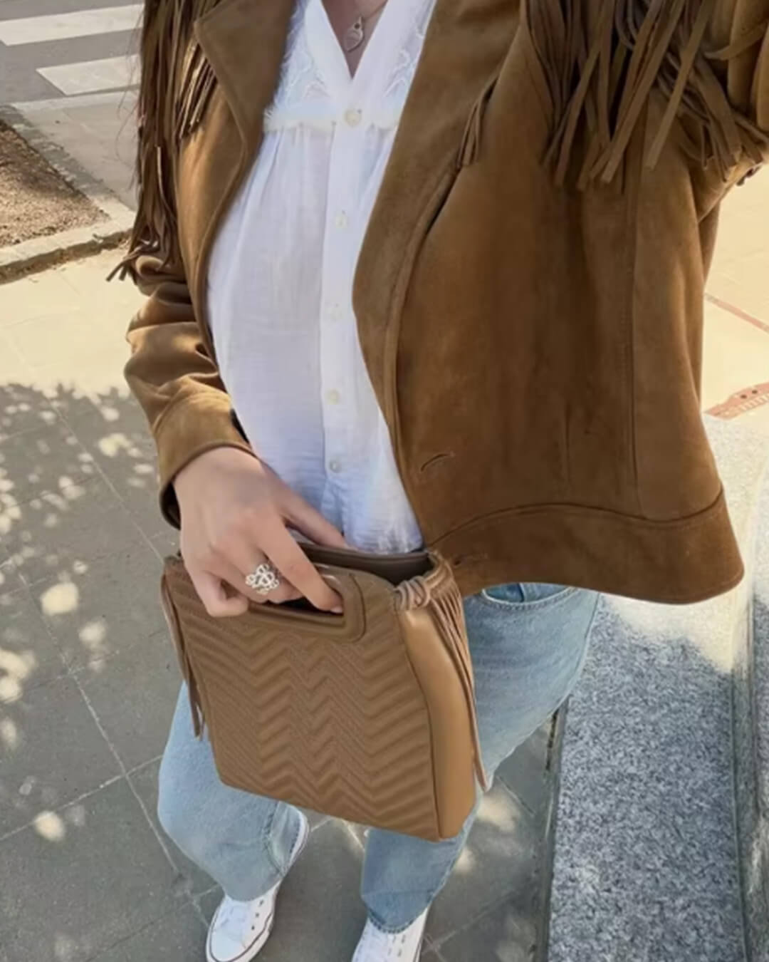 Nicole Faux Suede Fringe Western Jacket