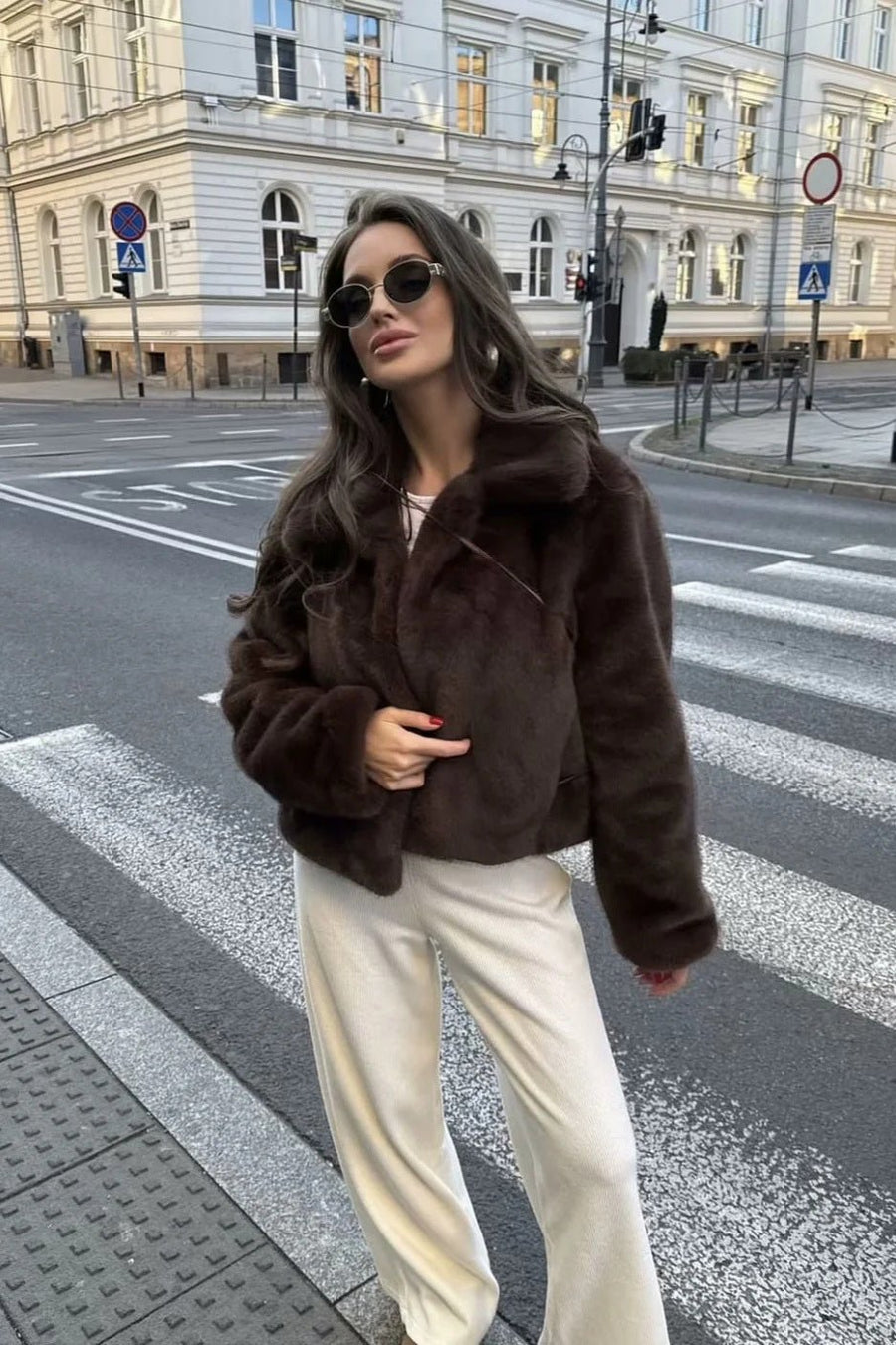 Abby Short Faux Fur Collared Coat