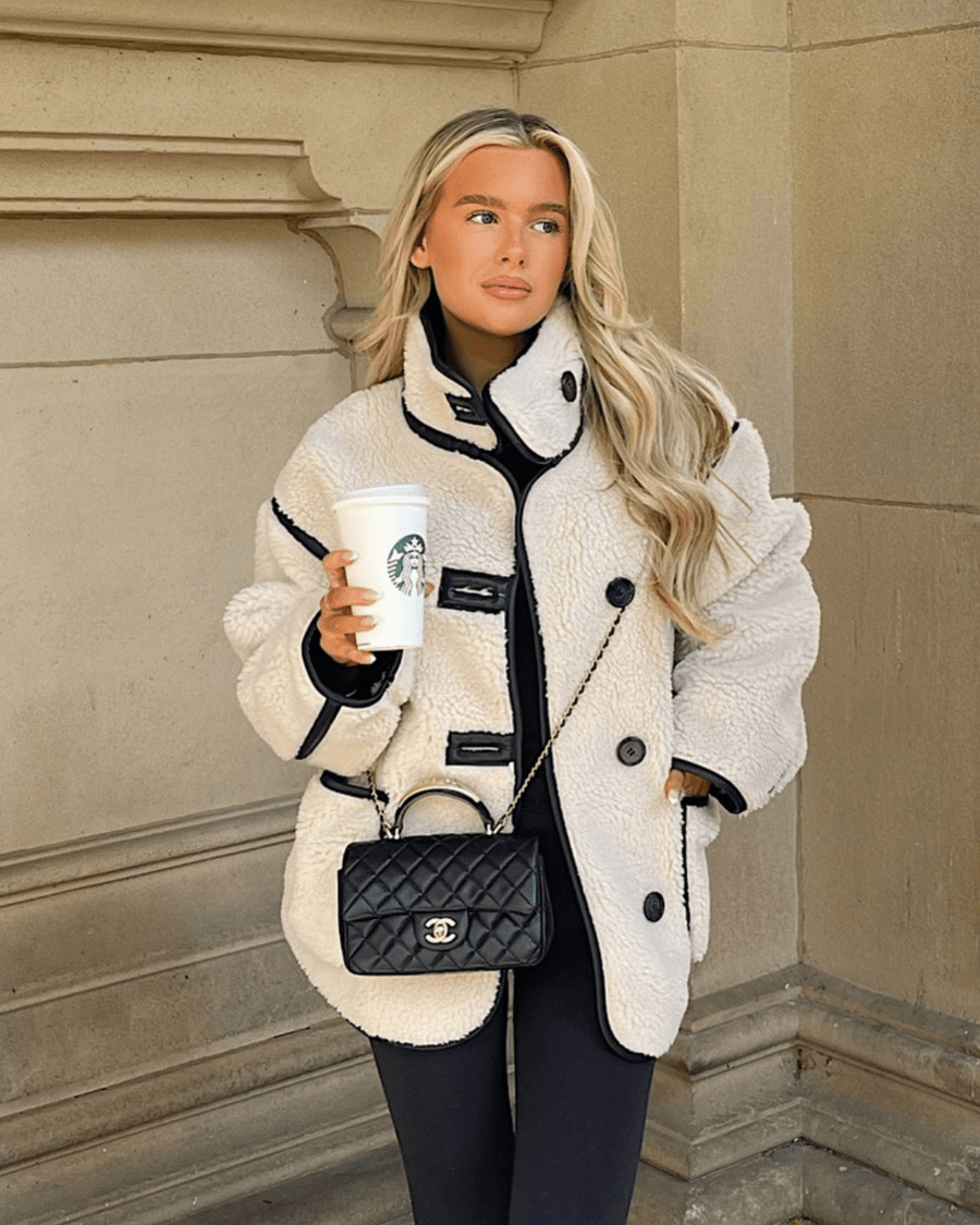 Adela Funnel Neck Sherpa Jacket
