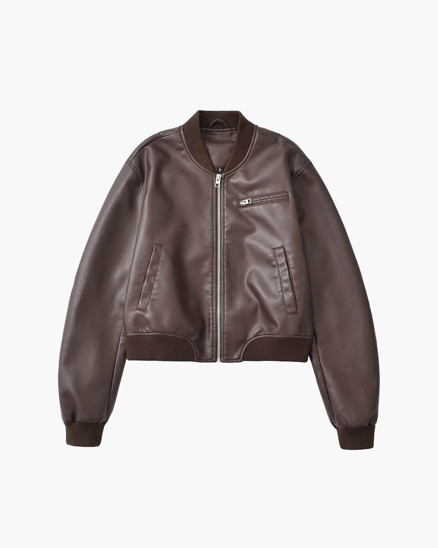 Arabella Faux Leather Bomber Jacket