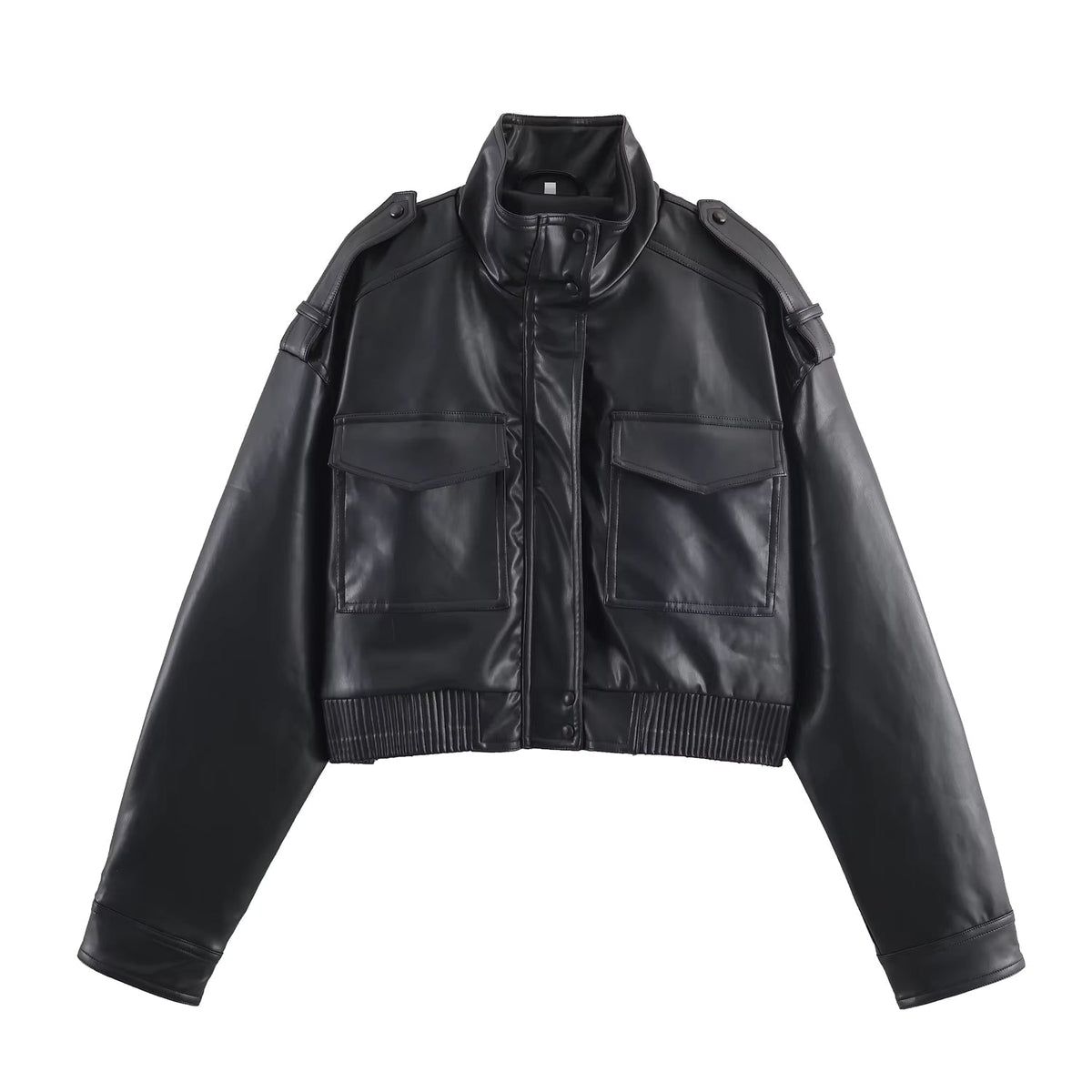 Brianna Faux Leather Bomber Jacket
