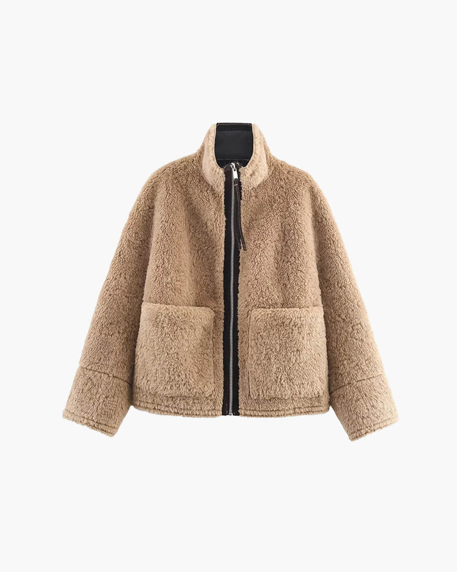 Carol Stand Collar Faux Fur Jacket