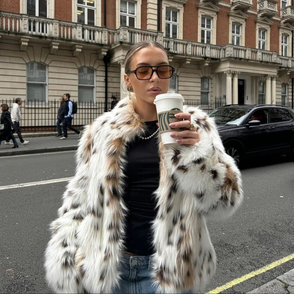 Celeste Leopard Faux Fur Coat