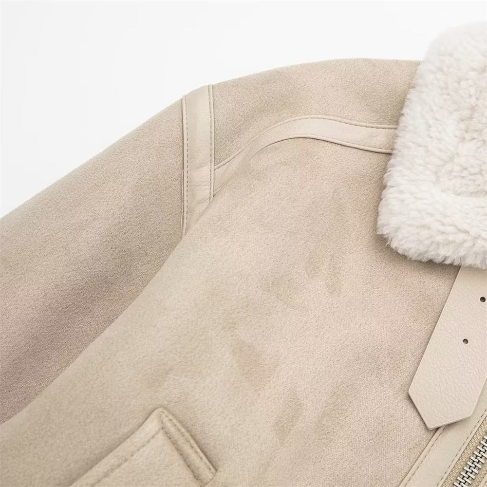 Cindy Suede Faux Fur Jacket
