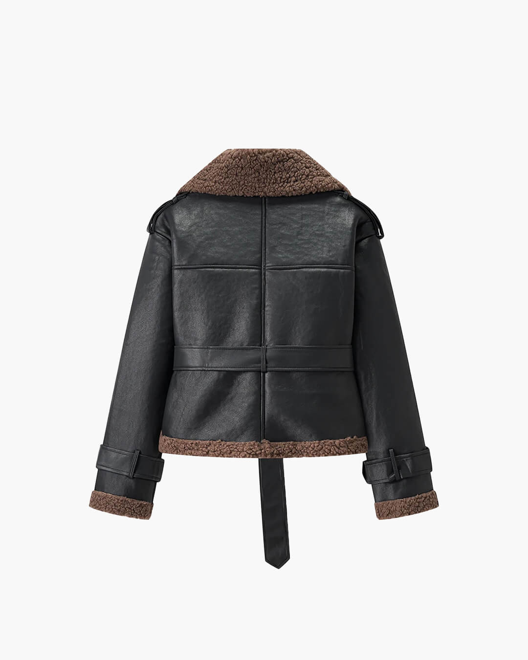 Cora Short Belted Faux Leather Jacket