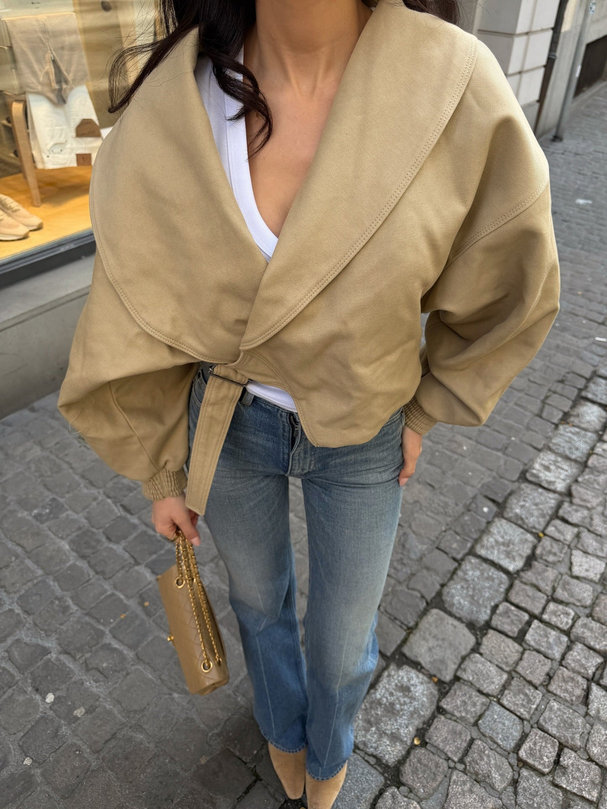 Courtney Lapel Elastic Waistband Coat
