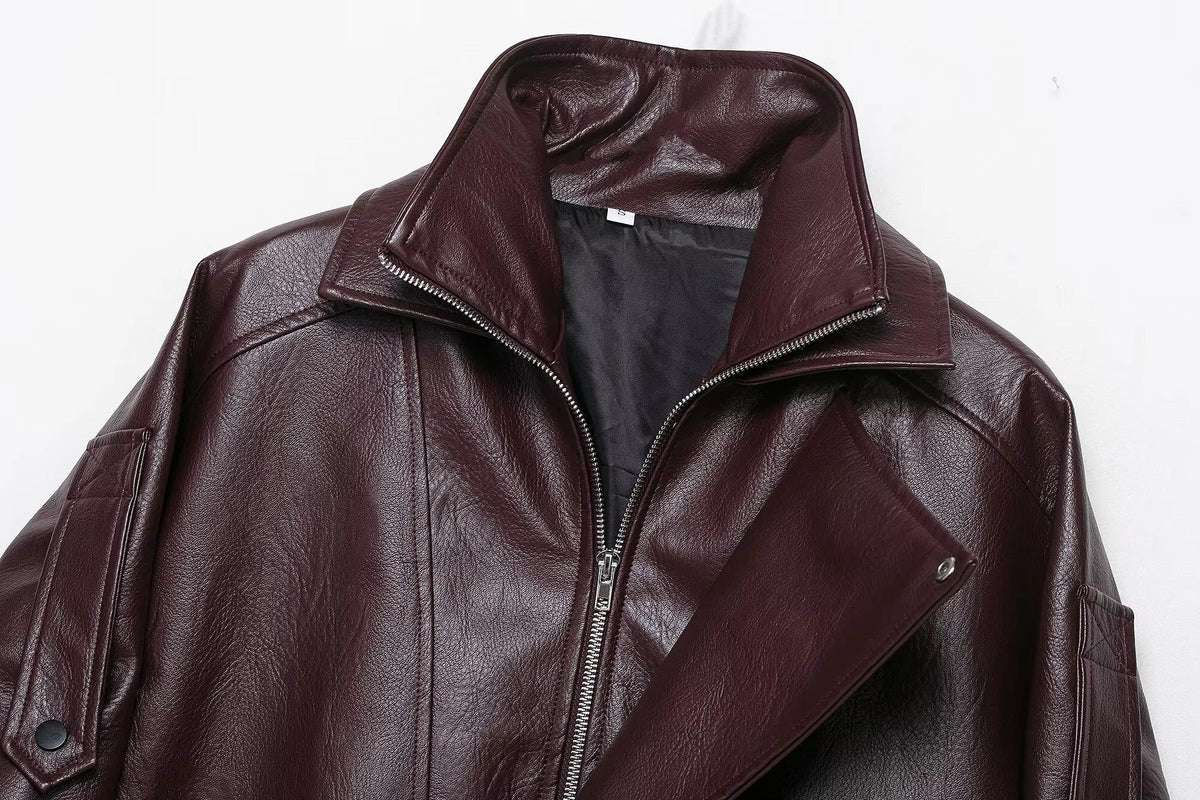Denise Belted Leather Jacket
