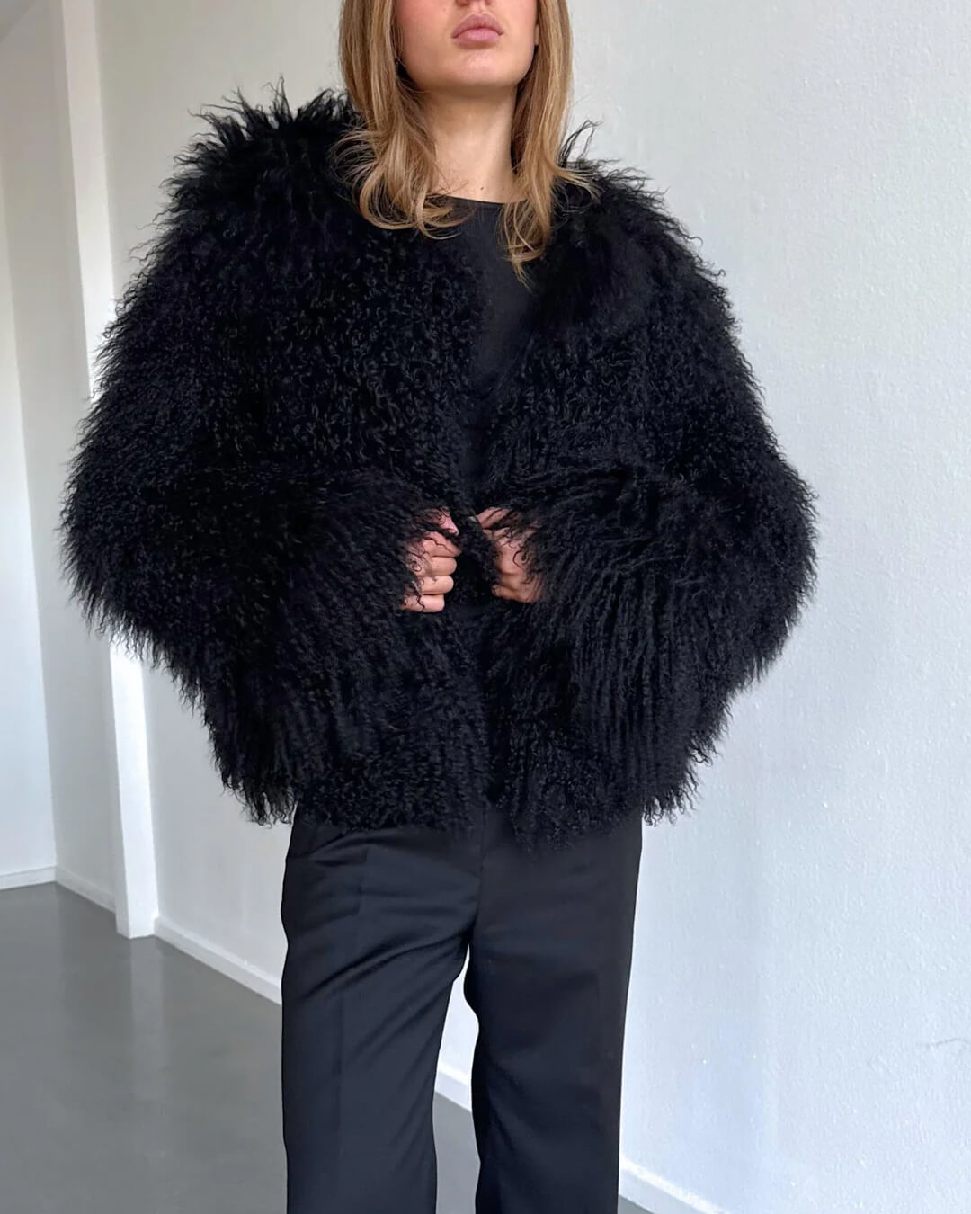 Elsie Fluffy Cropped Faux Fur Coat