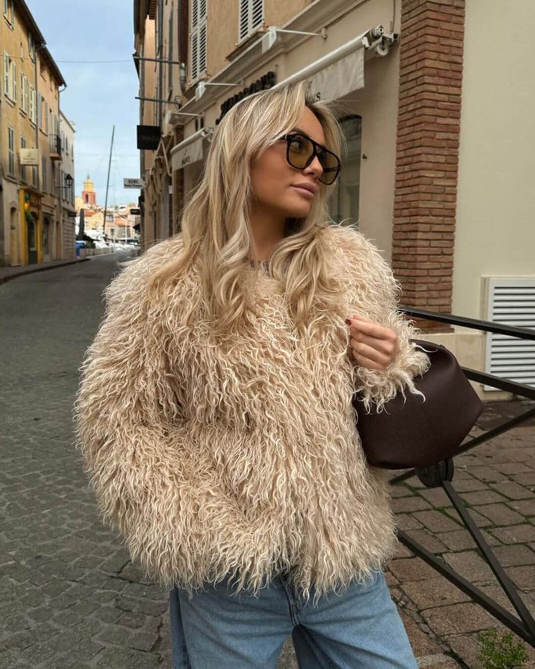 Elsie Fluffy Cropped Faux Fur Coat
