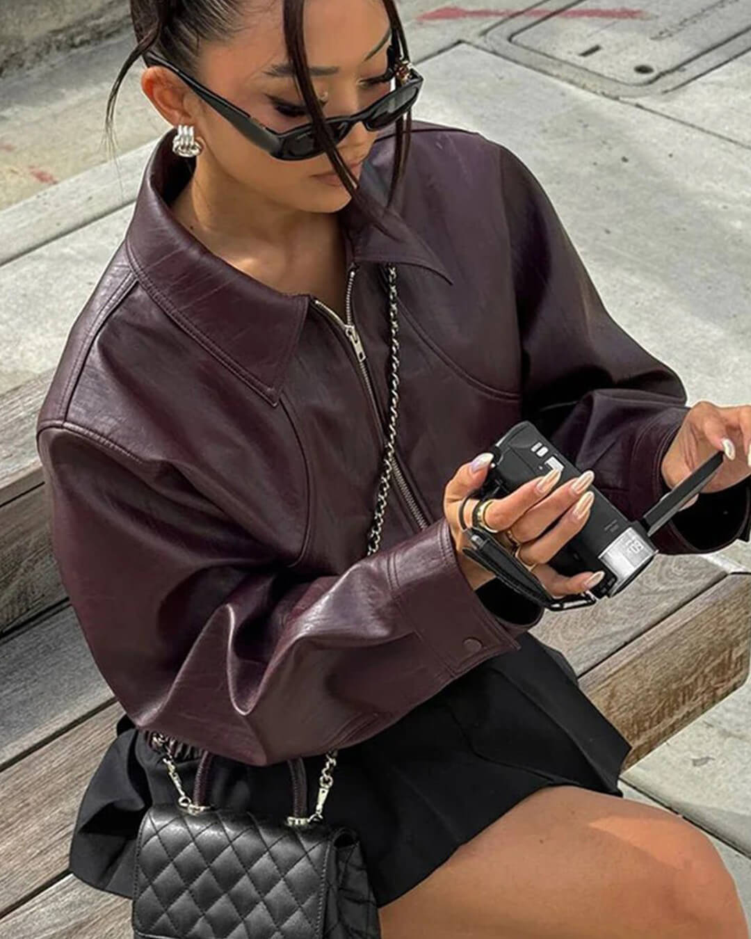 Erika Zip Up Leather Jacket