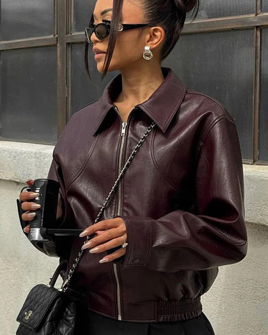 Erika Zip Up Leather Jacket