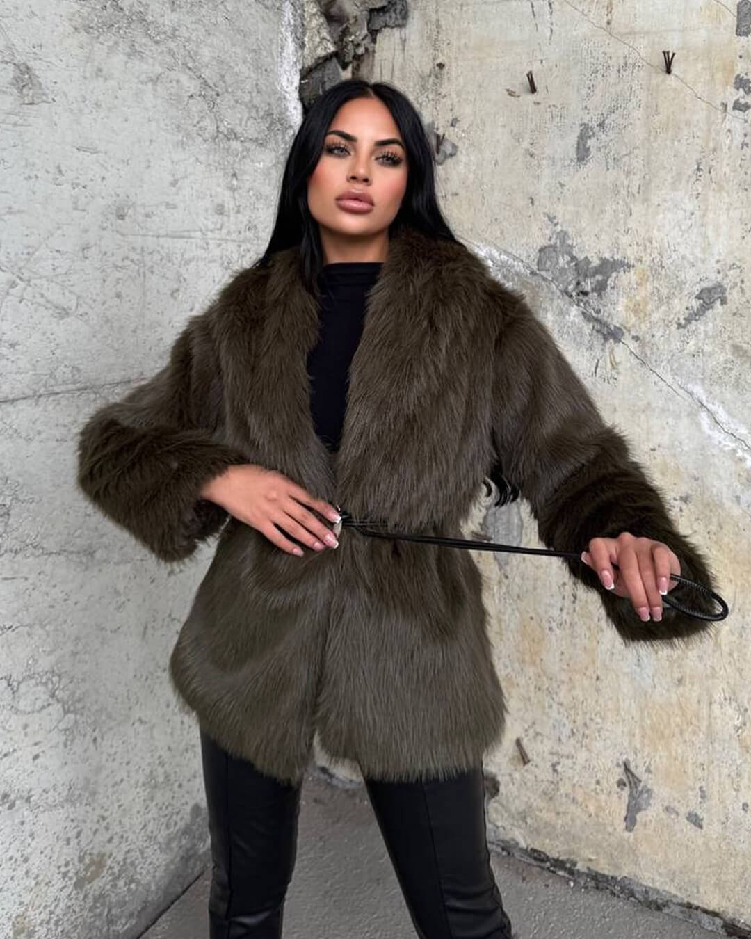Faith Faux Fur Coat with Belt