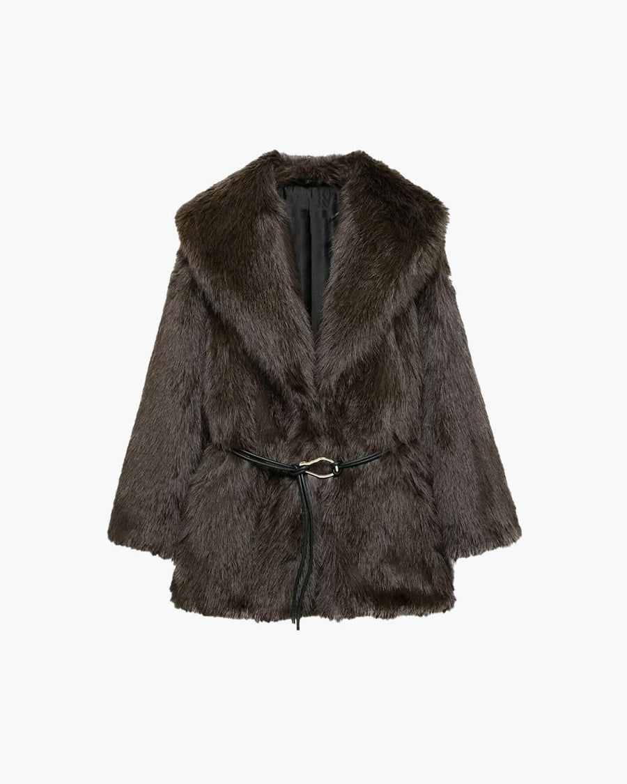 Faith Faux Fur Coat with Belt
