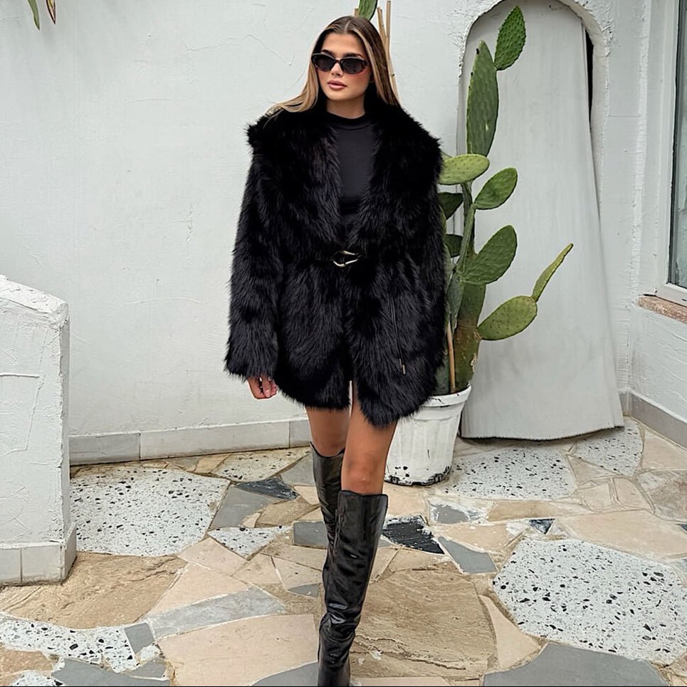 Faith Faux Fur Coat with Belt