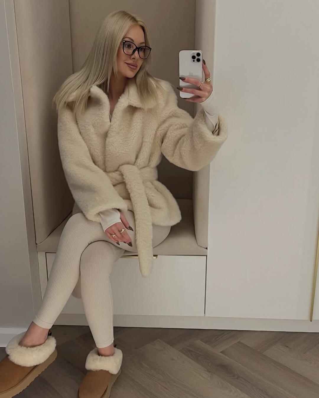Farrah Faux Fur Coat with Belt
