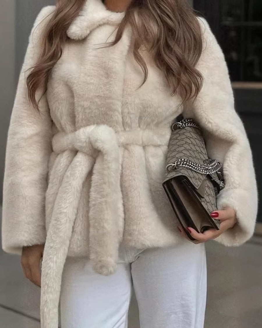 Farrah Faux Fur Coat with Belt