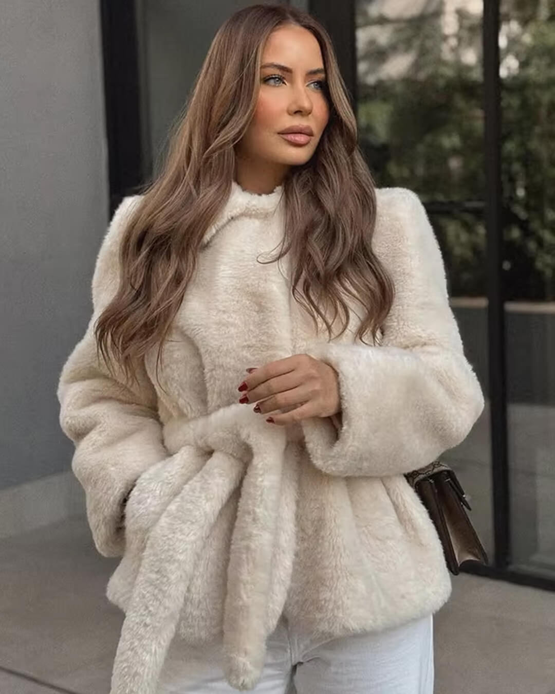 Farrah Faux Fur Coat with Belt