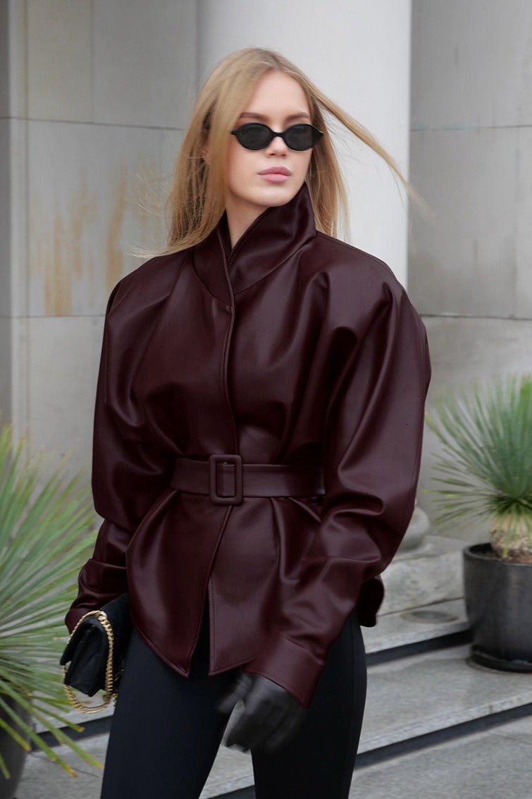 Gabby Belted Leather Jacket