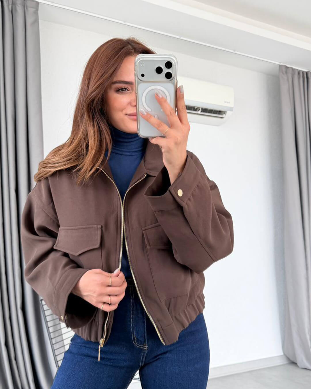 Ginny Flap Pocket Bomber Jacket