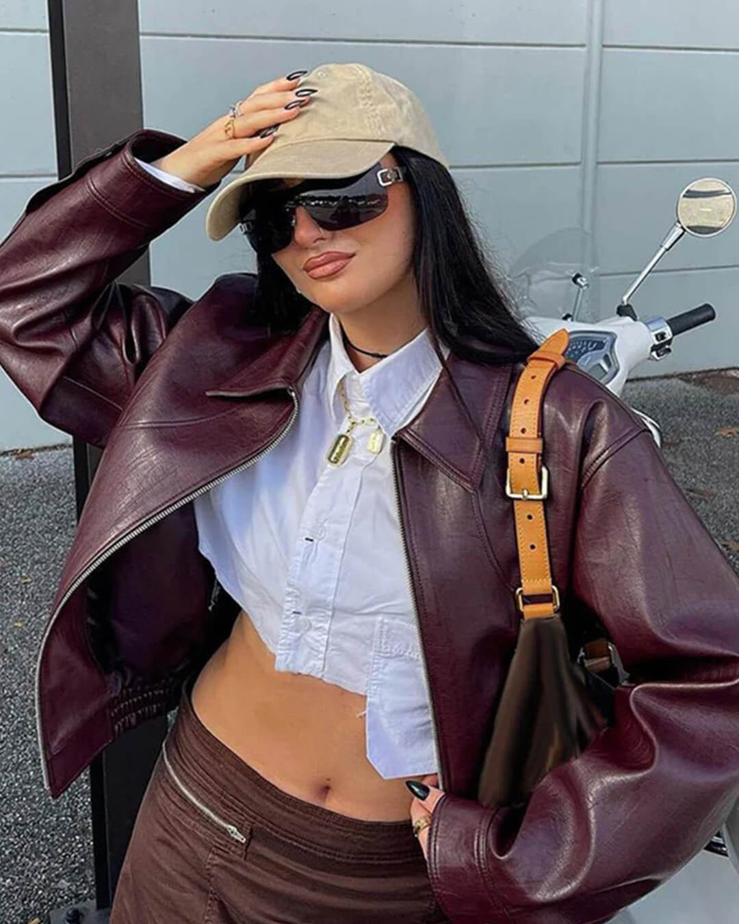 Harper Faux Leather Bomber Jacket