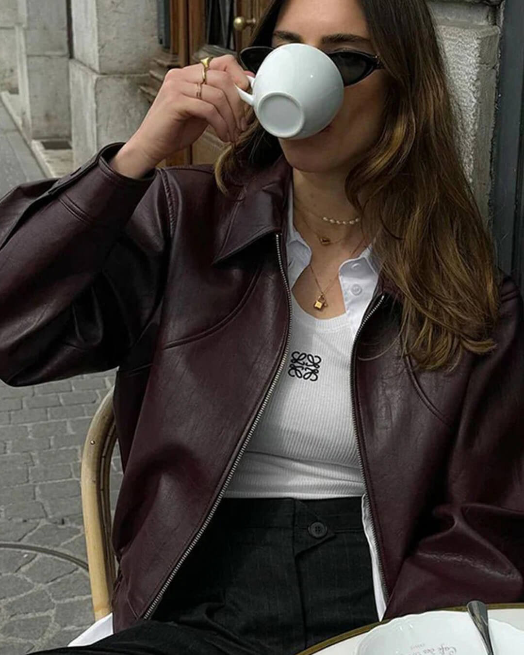 Harper Faux Leather Bomber Jacket