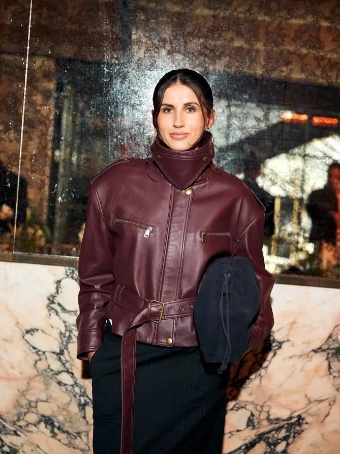 Jaqueline Belted Faux Leather Jacket