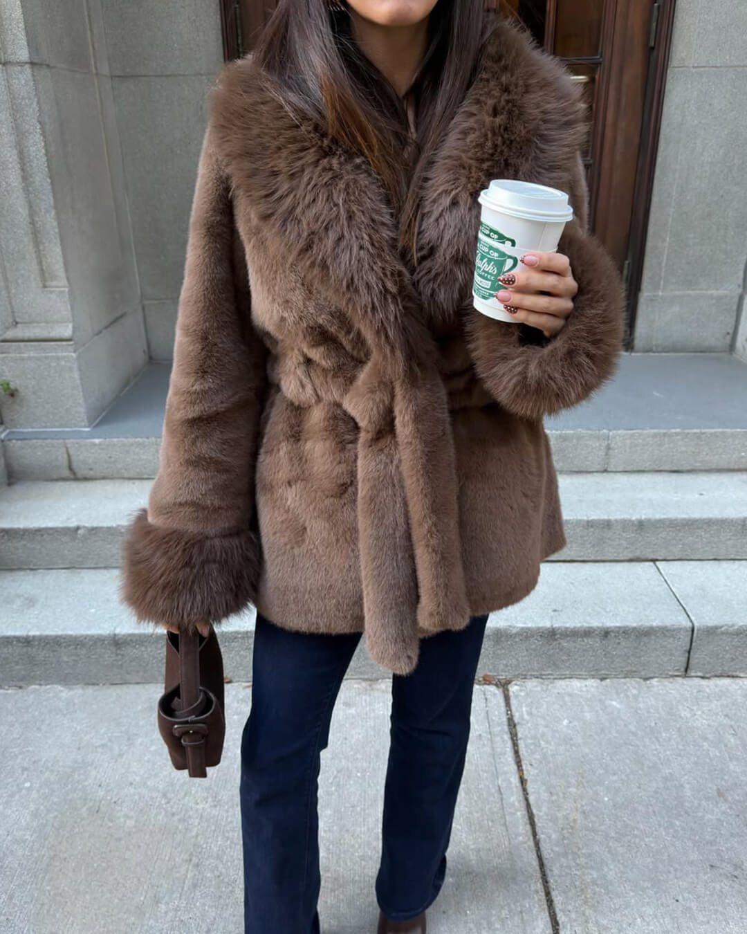 Jessa Faux Fur Trim Coat