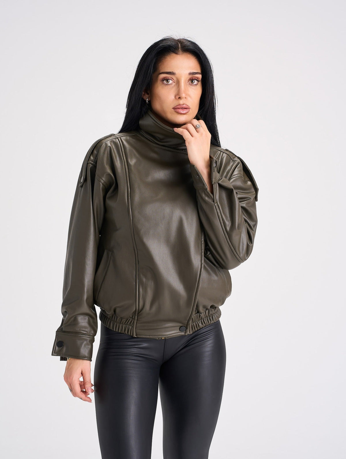 Joyce Asymmetrical Zip Faux Leather Jacket