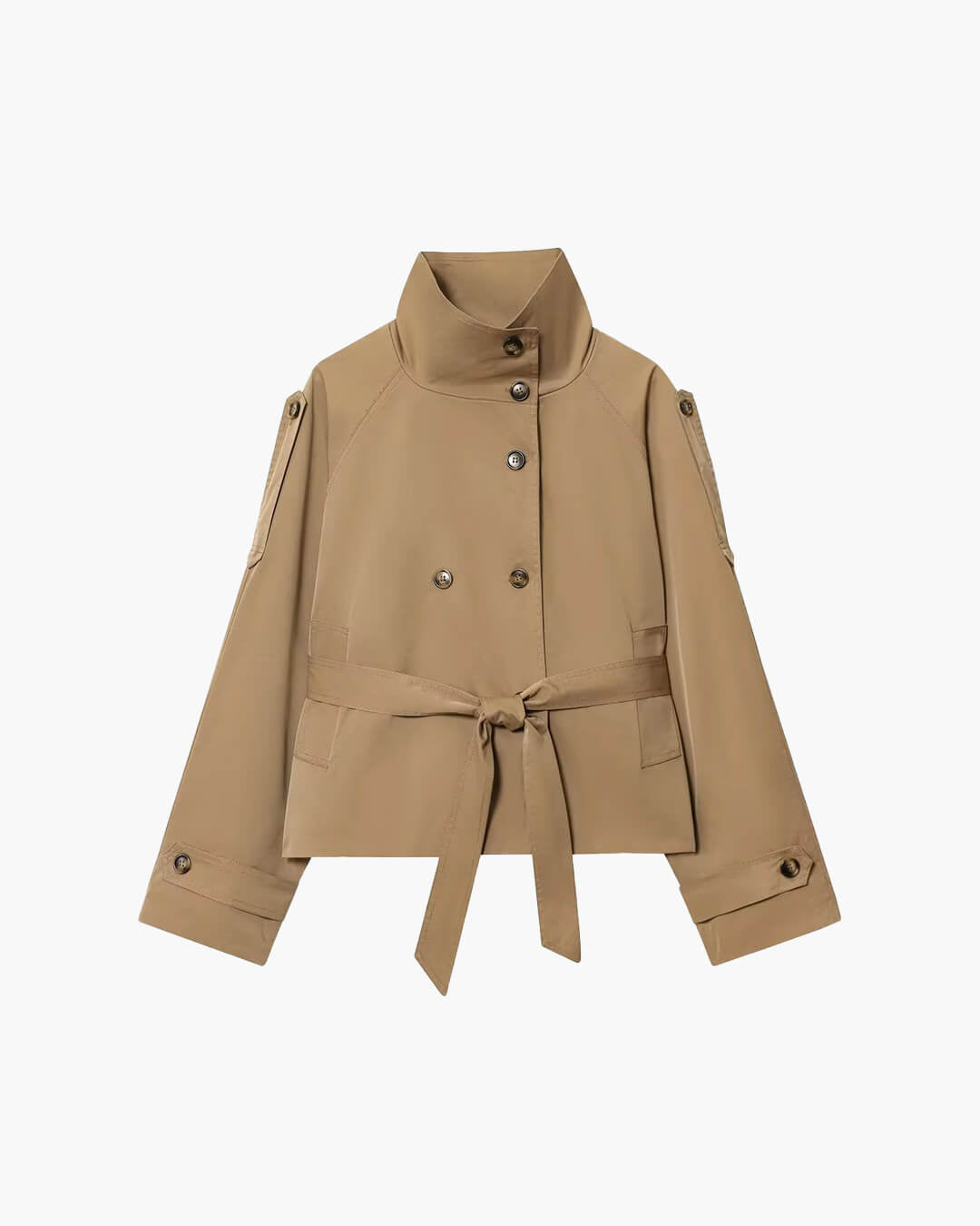 Kara Stand Collar Crop Trenchcoat