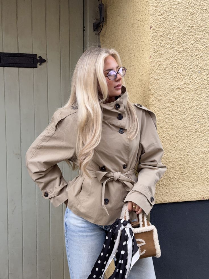 Kara Stand Collar Crop Trenchcoat