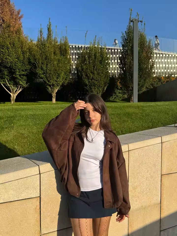 Katherine Suede Bomber Jacket