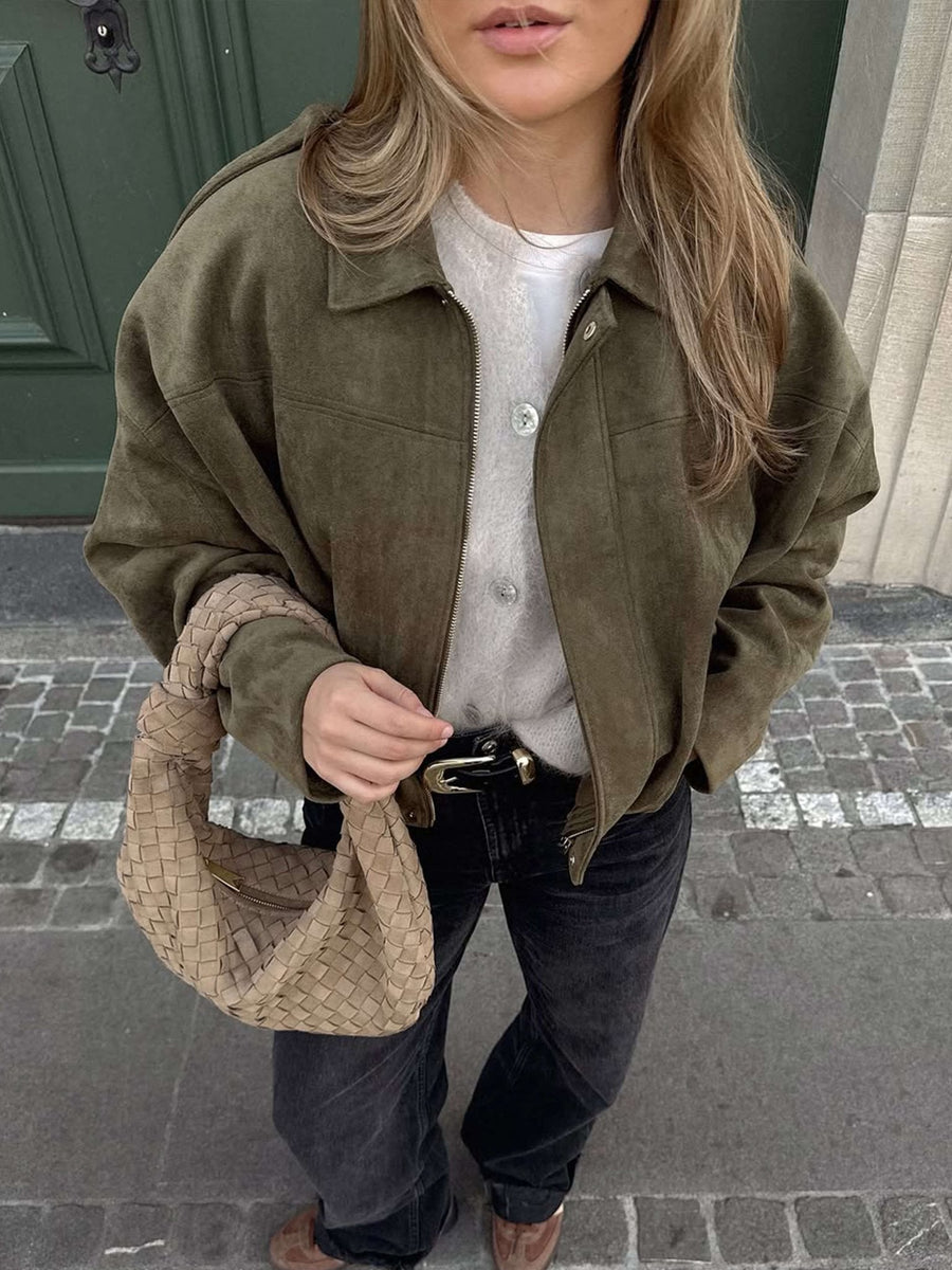 Katherine Suede Bomber Jacket